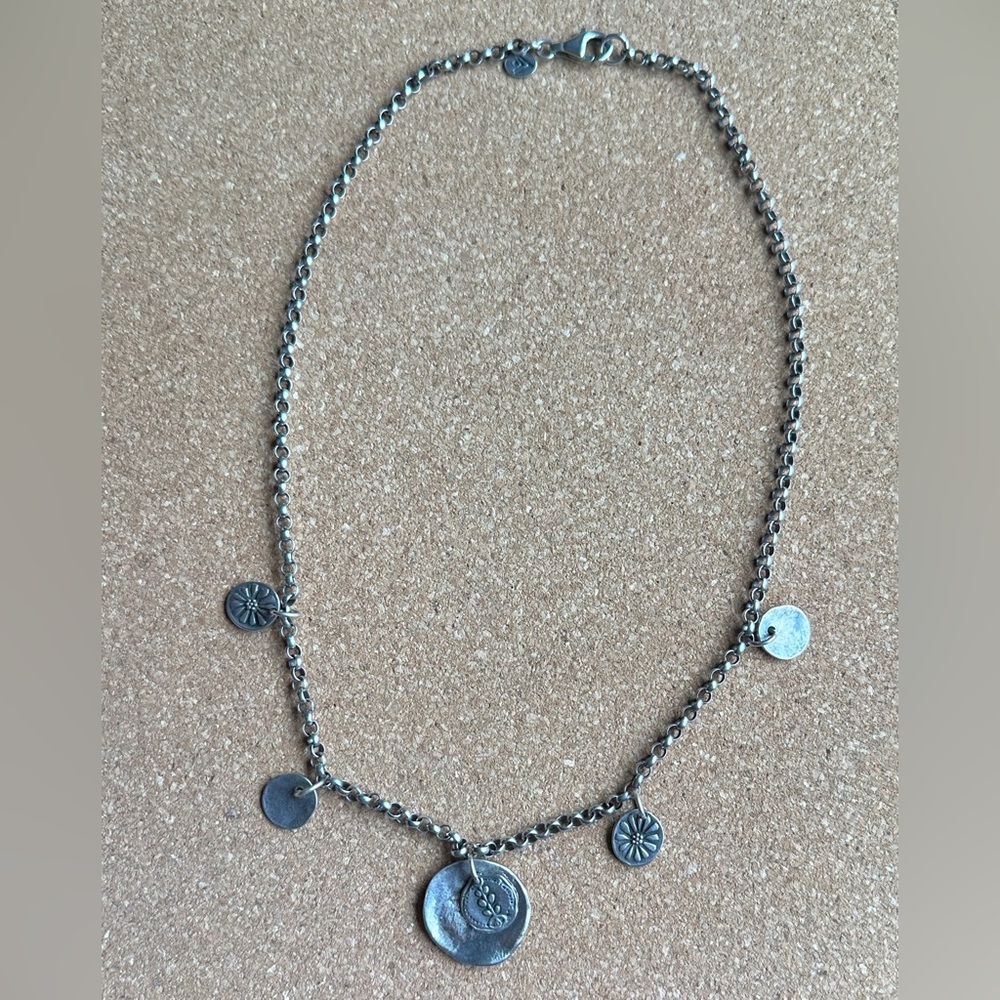 Silpada Sterling 925 Floral Disc Coin Flowers Necklace